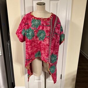 She’s 1 Oak Reversible Kantha Top OSFM – Boho Handmade Upcycled Sari Tunic